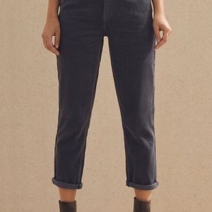 Asphalt (dark grey) corduroy mom jeans